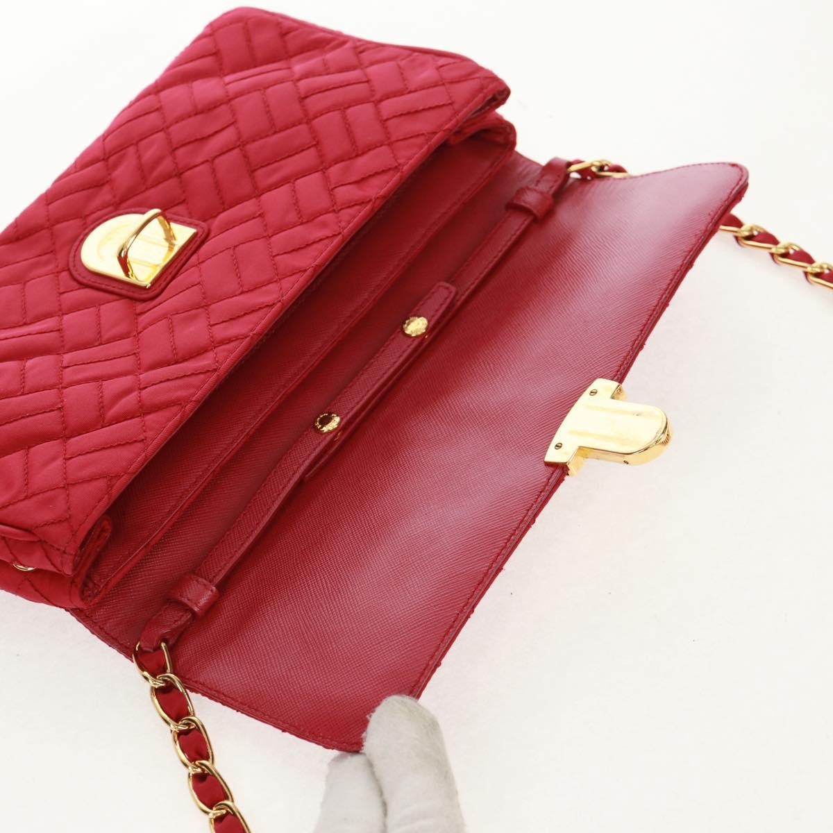 Prada Pushlock Chain Flap Bag Quilted Tessuto Red Nylon Shoulder Bag Bag
