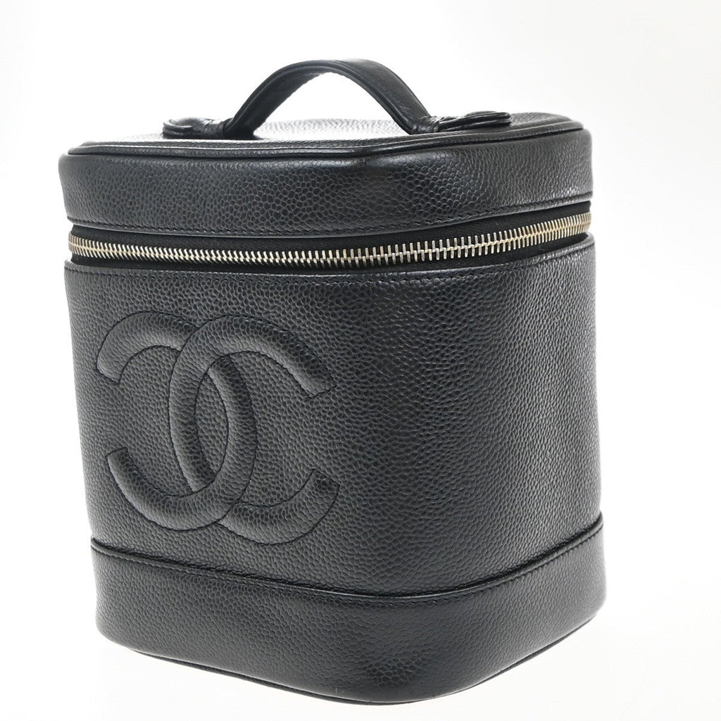 Chanel Vintage Timeless Cosmetic Case Caviar Black Leather Handbag