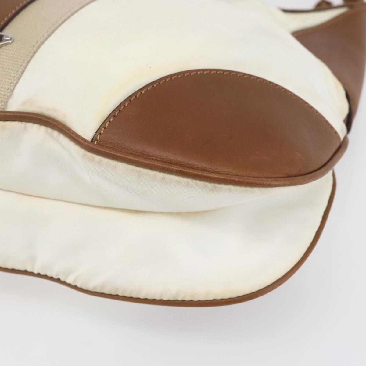 Prada Vintage Shoulder Bag Nylon And Leather Beige Nylon Shoulder Bag Bag