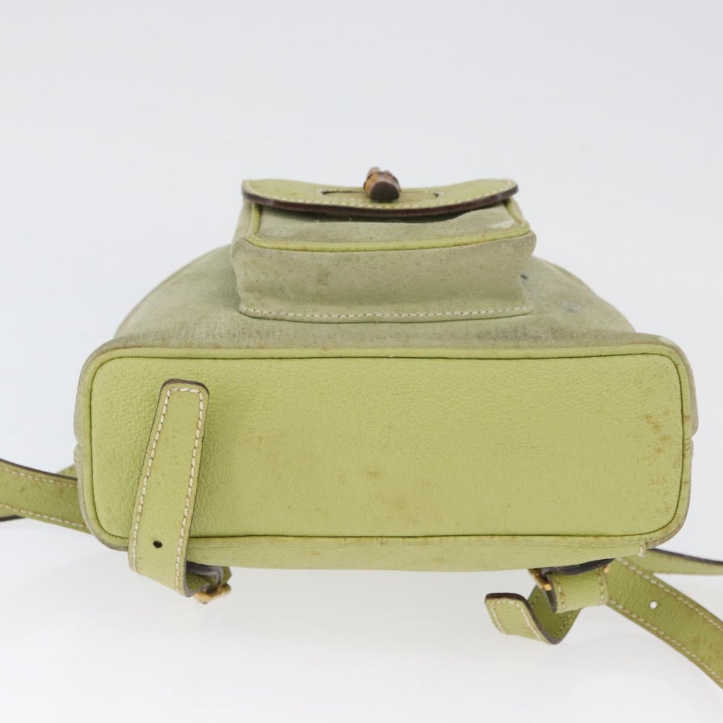 Gucci Gucci Bamboo Backpack Daim Green Suede Backpack Bag (Pre-Owned)