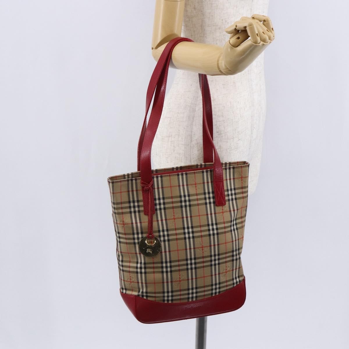 Burberry Nova Check Tote Canvas Check Pattern Beige Canvas Tote Bag
