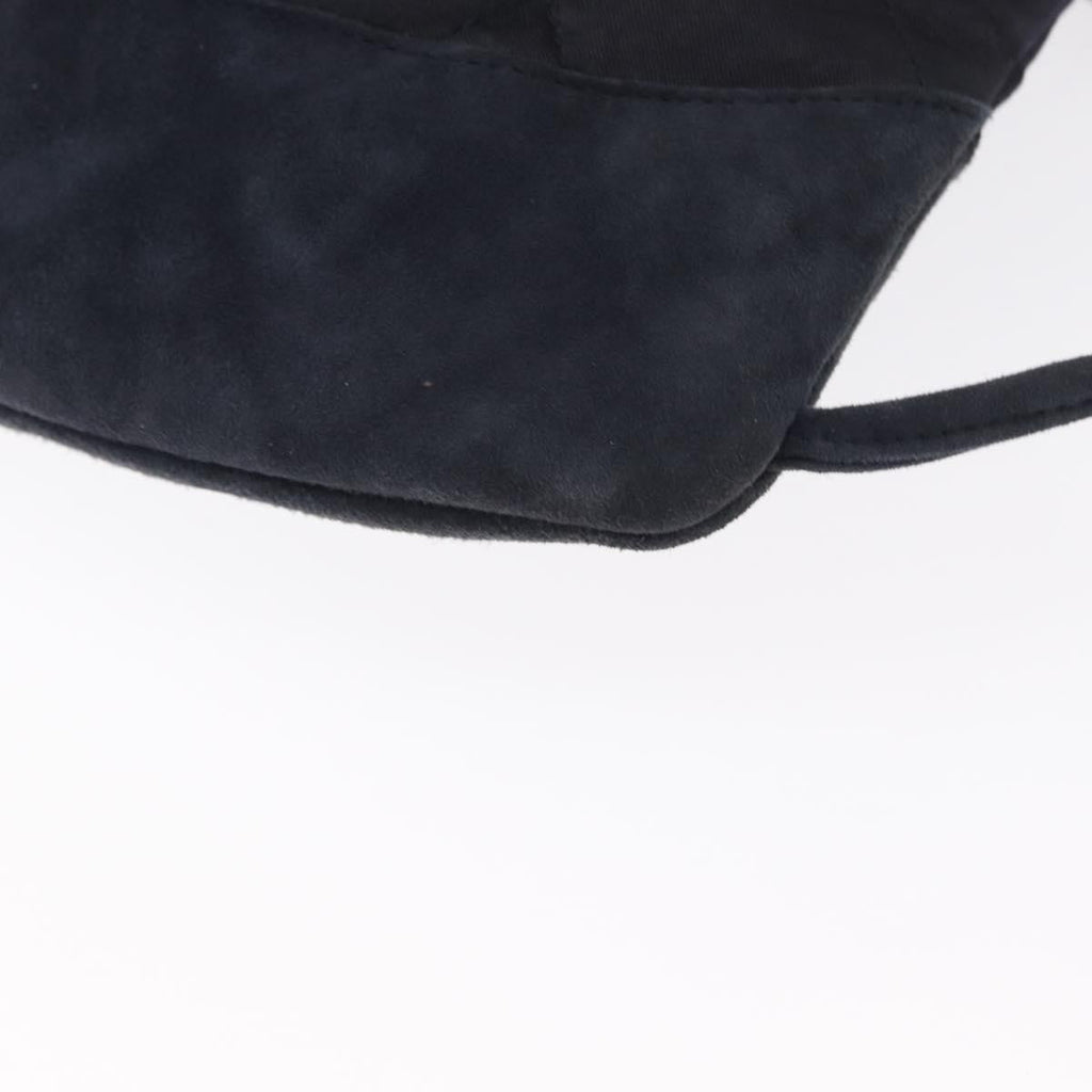 Chanel Vintage Drawstring Backpack Quilted Satin With Suede Navy Satin Backpack Bag