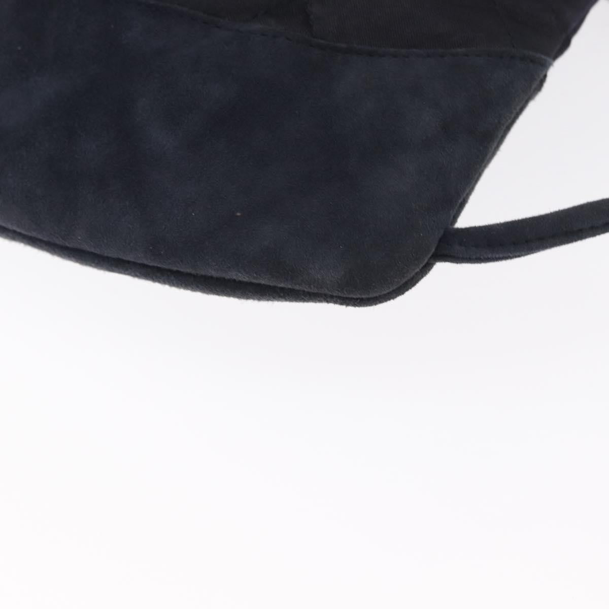 Chanel Vintage Drawstring Backpack Quilted Satin With Suede Navy Satin Backpack Bag