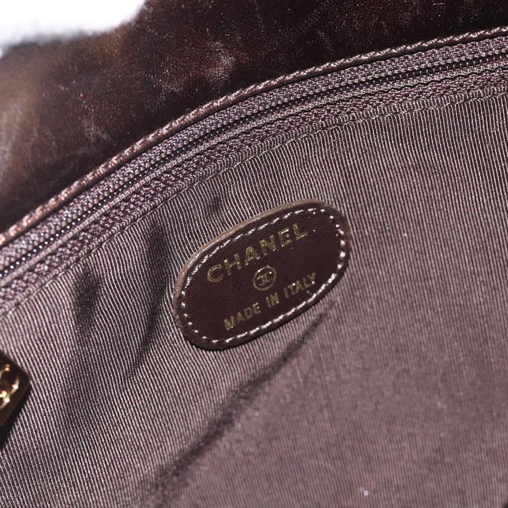 Chanel Vintage Logo Flap Messenger Bag Leather Brown Leather Shoulder Bag Bag