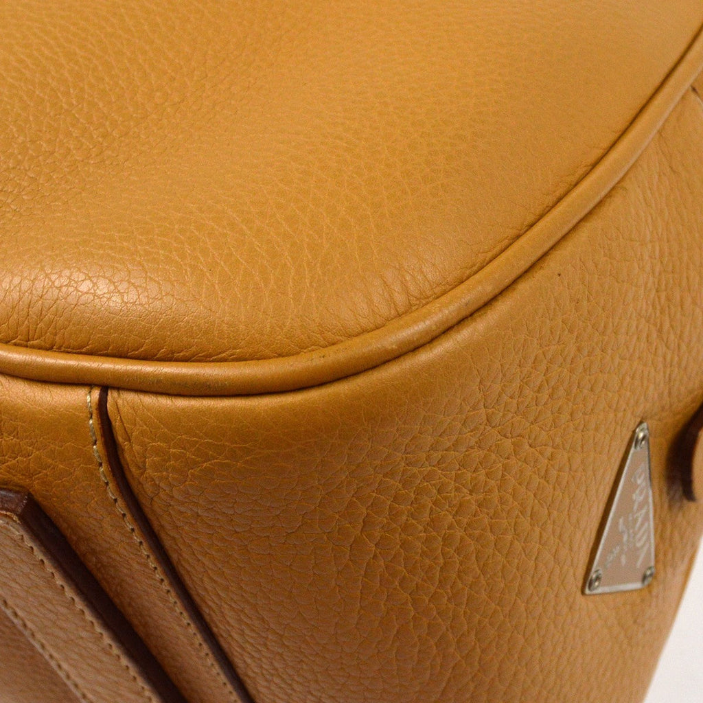 Prada Bowler Bag Saffiano Leather Beige Leather Handbag
