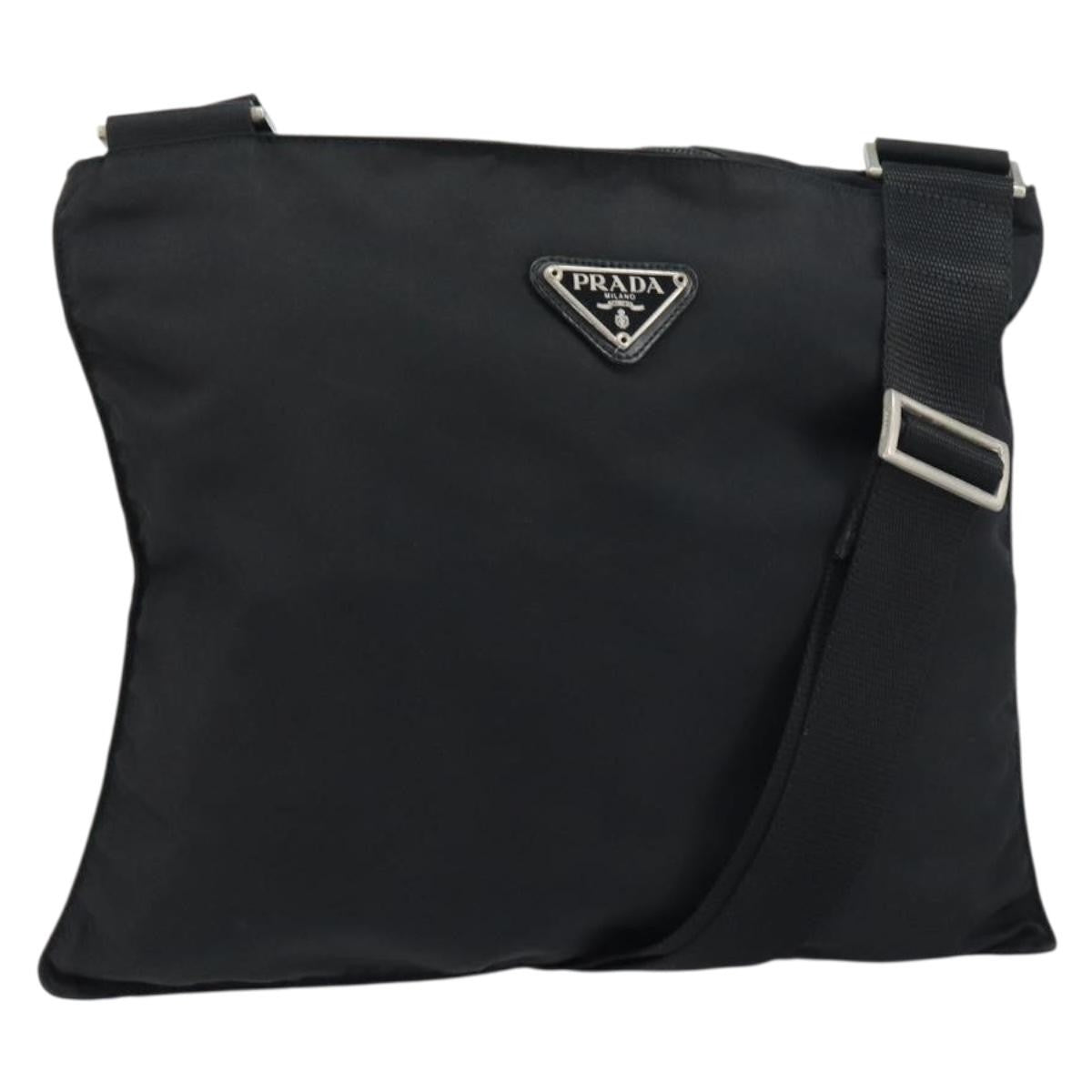 Prada Flat Messenger Bag Tessuto Black Nylon Shoulder Bag Bag
