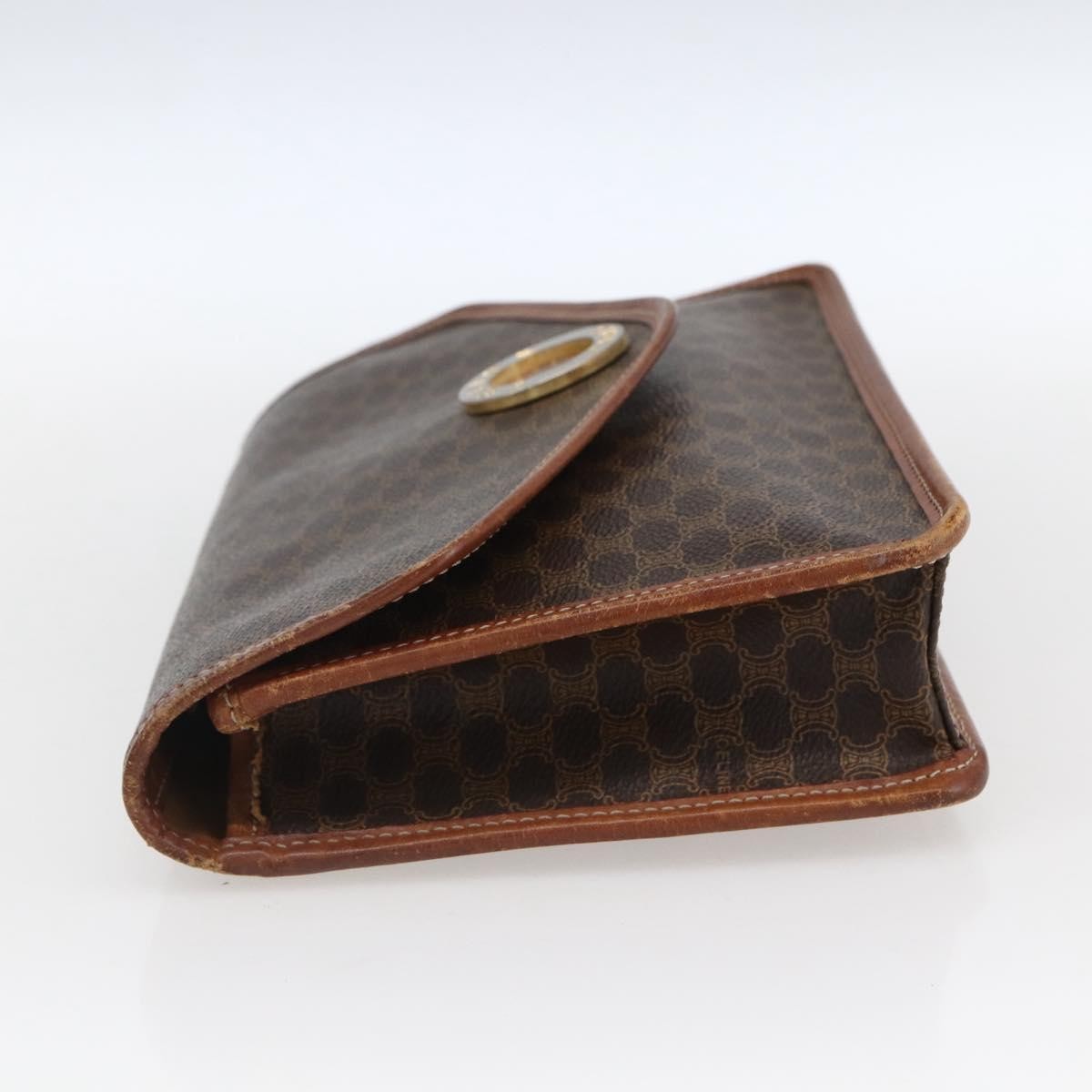 Celine Circle Logo Macadam Pouch Canvas And Leather Brown Canvas Clutche & Pouche Bag