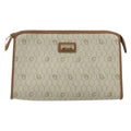 Christian Dior Vintage Honeycomb Zip Pouch Canvas And Leather Beige Canvas Clutche & Pouche Bag (Pre-Owned)