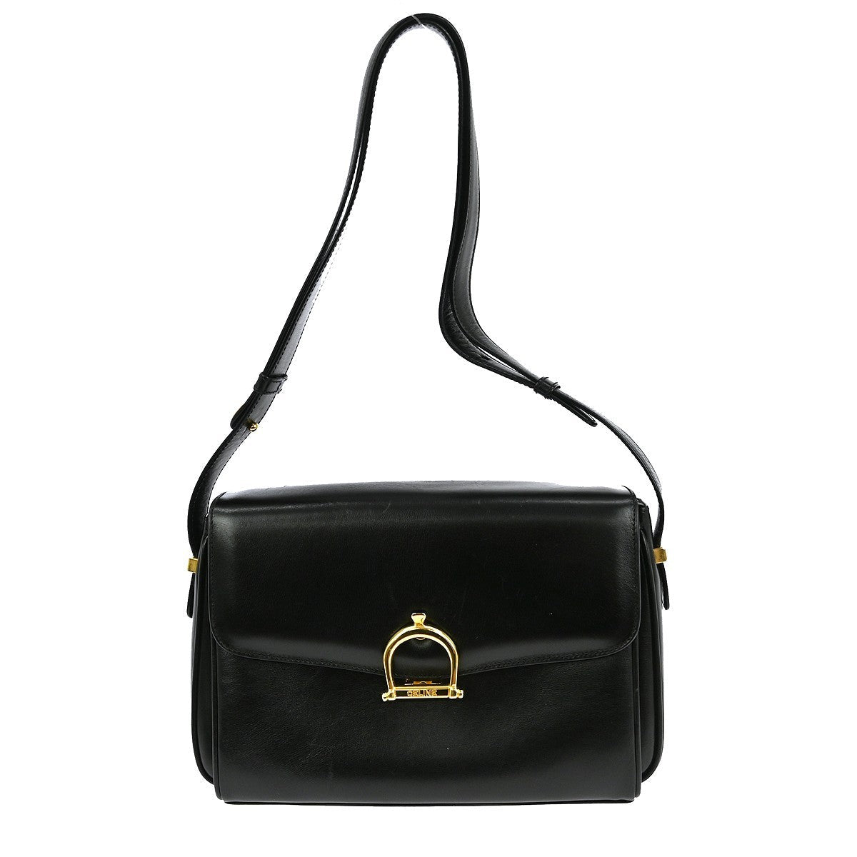 Celine Vintage Shoulder Bag Leather Black Leather Shoulder Bag Bag