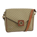 Celine Vintage Macadam Circle Logo Shoulder Bag Canvas And Leather Beige Canvas Shoulder Bag Bag