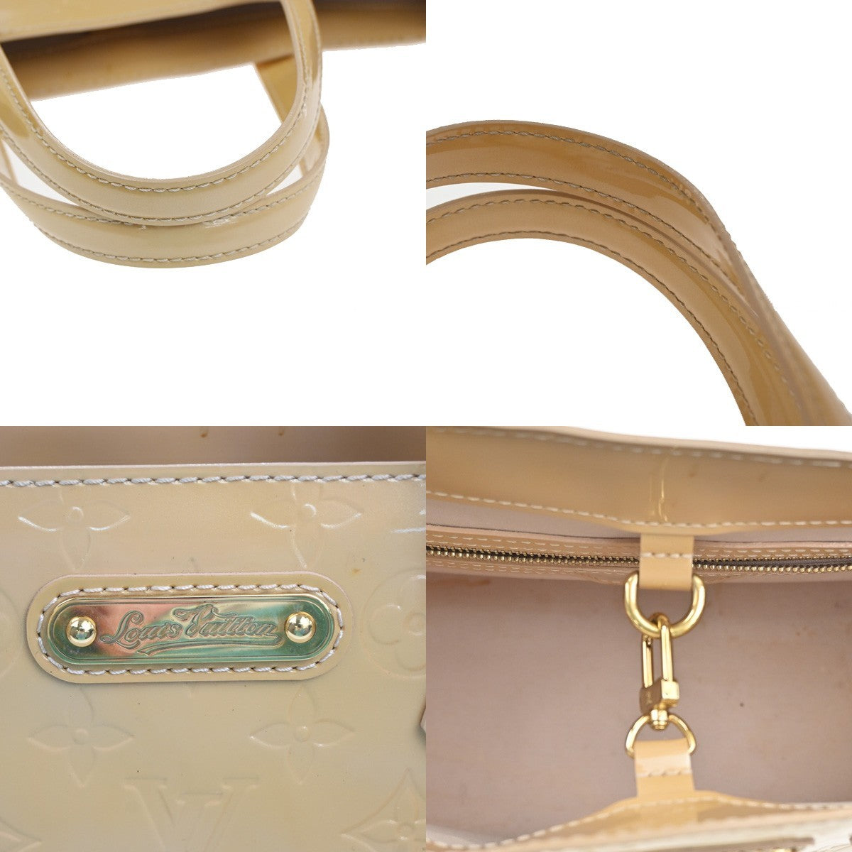 Louis Vuitton Wilshire Handbag Monogram Vernis Beige Patent_Leather Handbag