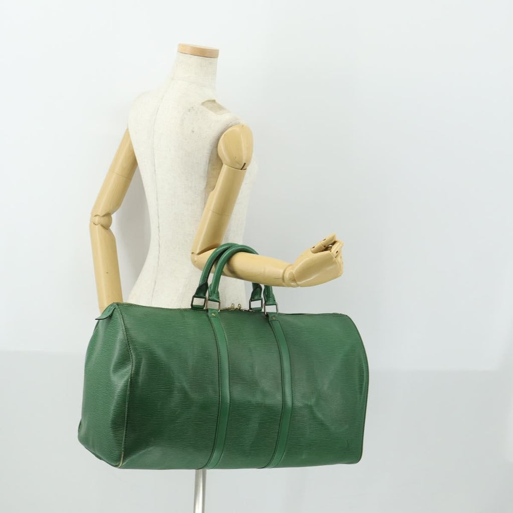 Louis Vuitton Keepall Bag Epi Leather Green Leather Travel Bag