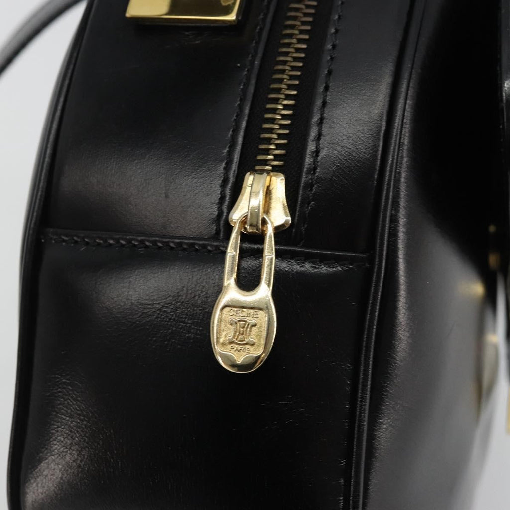 Celine Circle Logo Shoulder Bag Leather Black Leather Shoulder Bag Bag