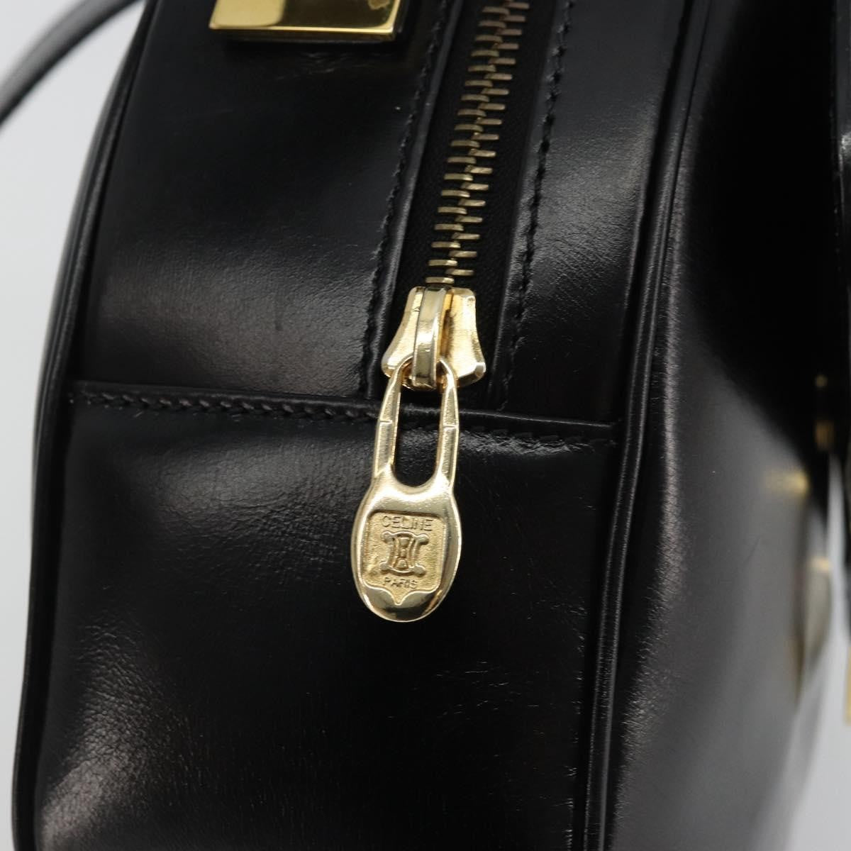 Celine Circle Logo Shoulder Bag Leather Black Leather Shoulder Bag Bag