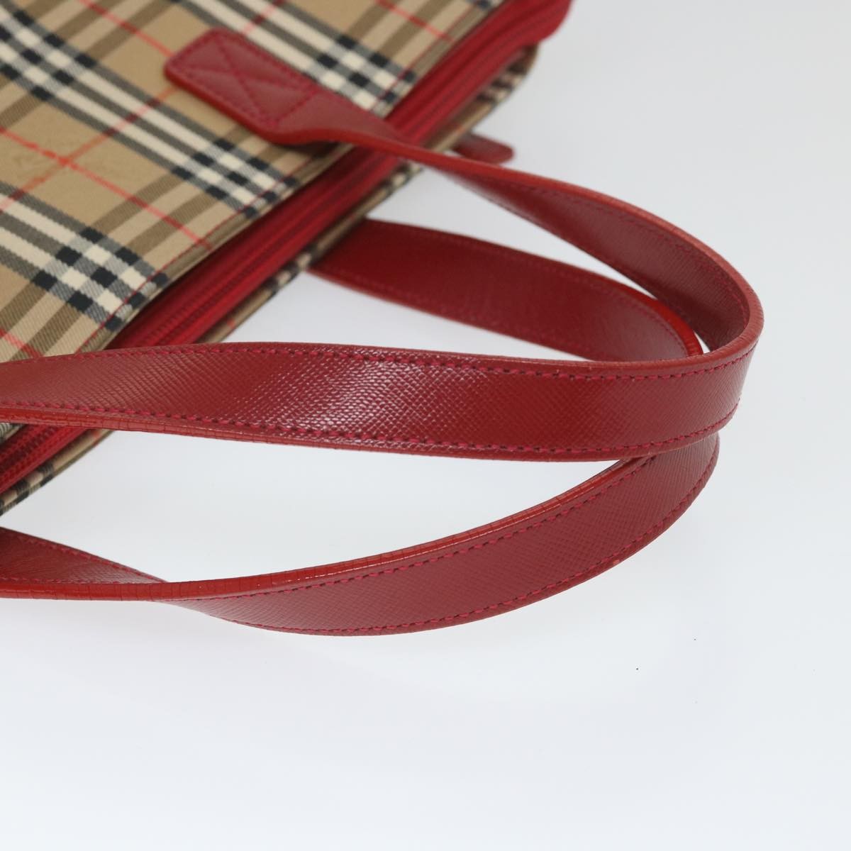 Burberry Nova Check Handbag Leather And Nylon Beige Nylon Handbag