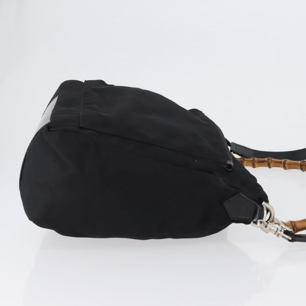 Gucci Vintage Bamboo Shoulder Bag Nylon Black Nylon Shoulder Bag Bag (Pre-Owned)