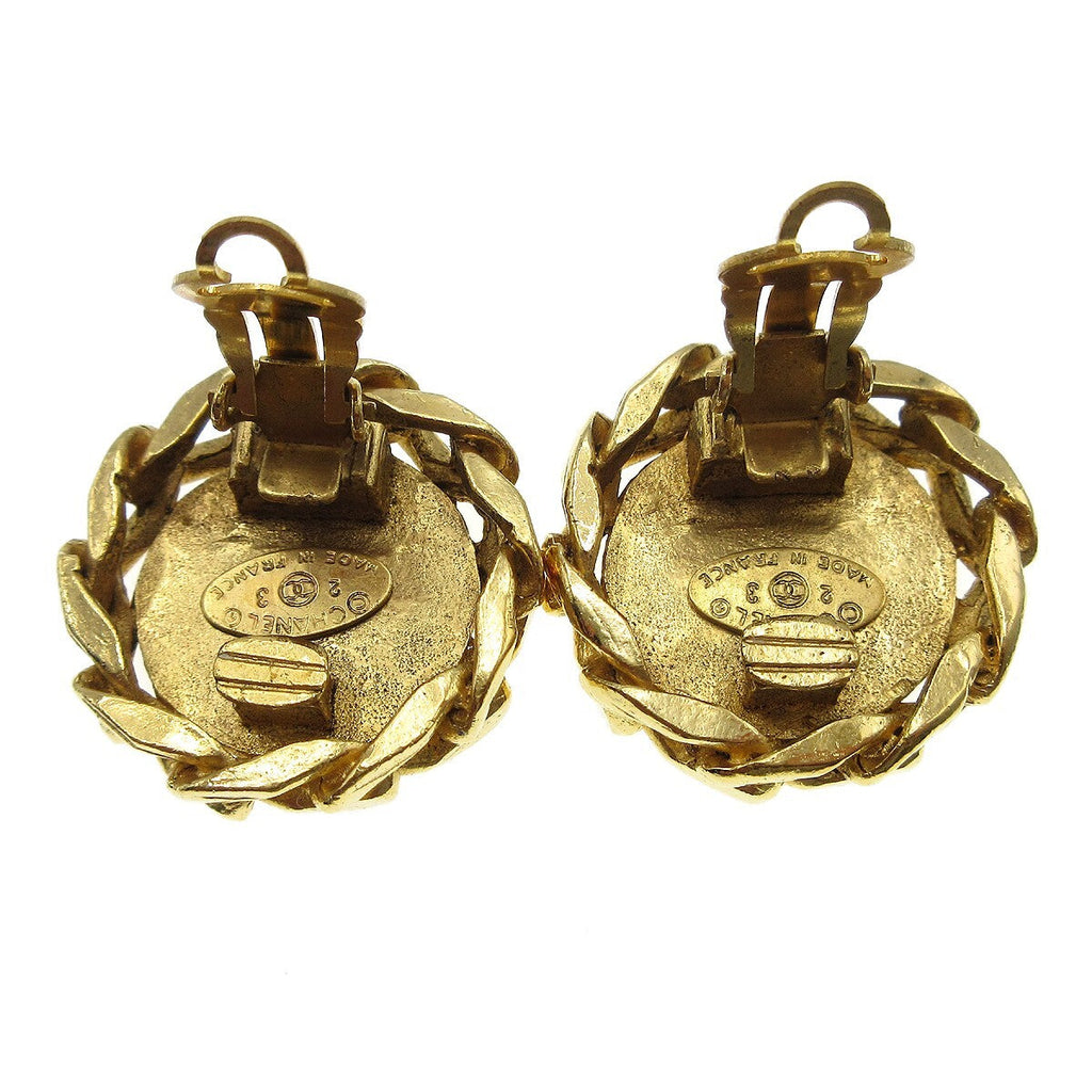 Chanel Cc Button Clip-On Earrings Metal With Faux Pearl Gold Gold_Plated Earrings Jewelry