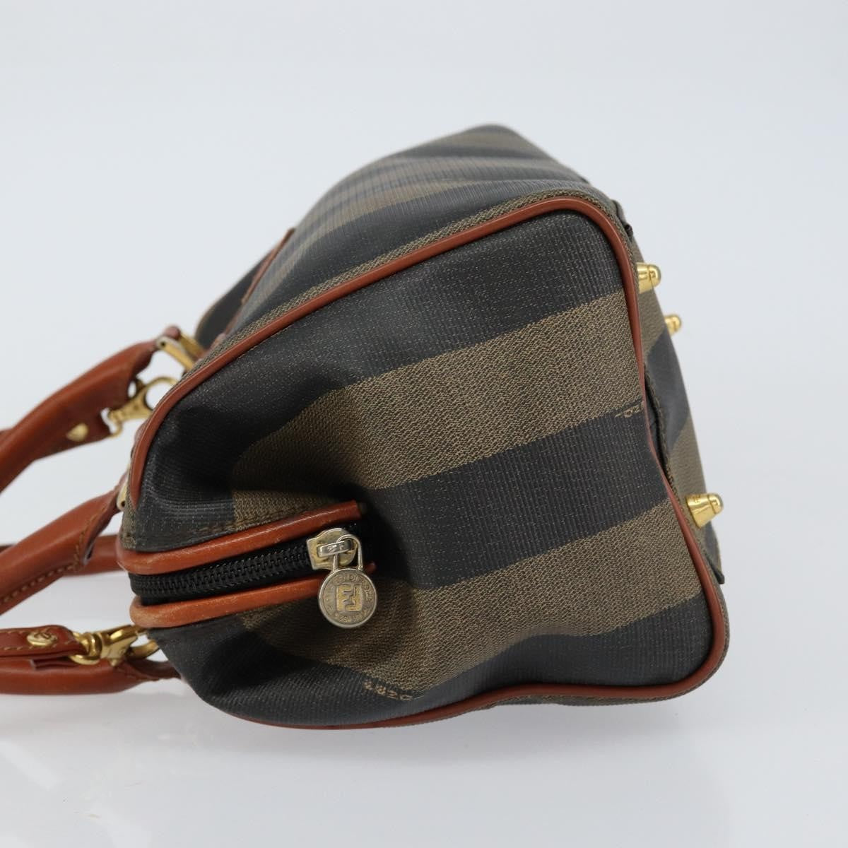 Fendi Vintage Pequin Convertible Boston Bag Coated Canvas Black Canvas Handbag