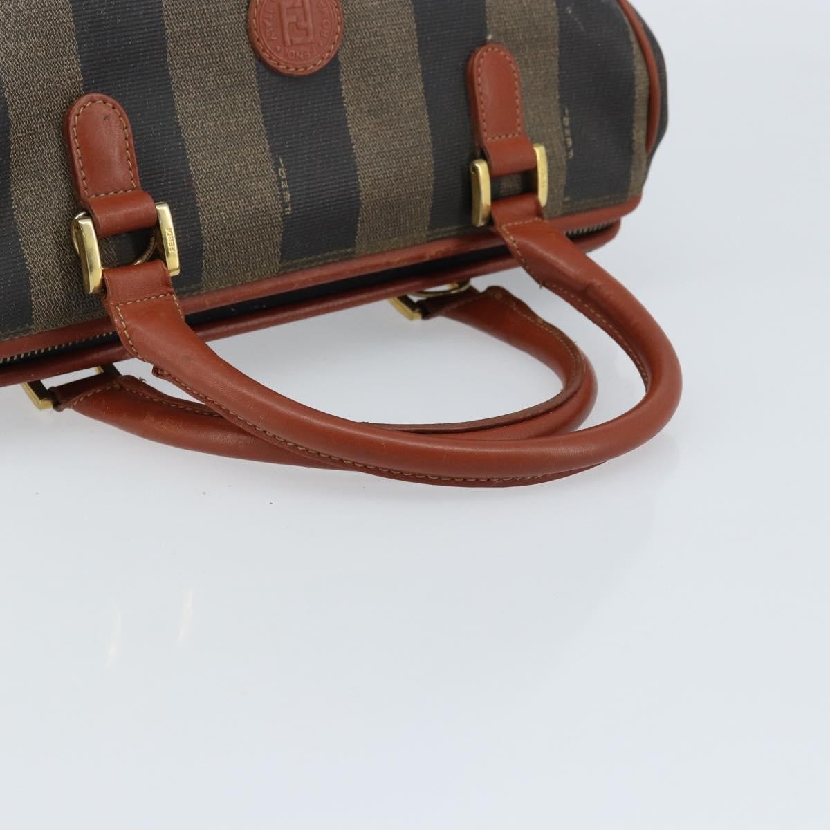 Fendi Vintage Pequin Convertible Boston Bag Coated Canvas Brown Canvas Handbag