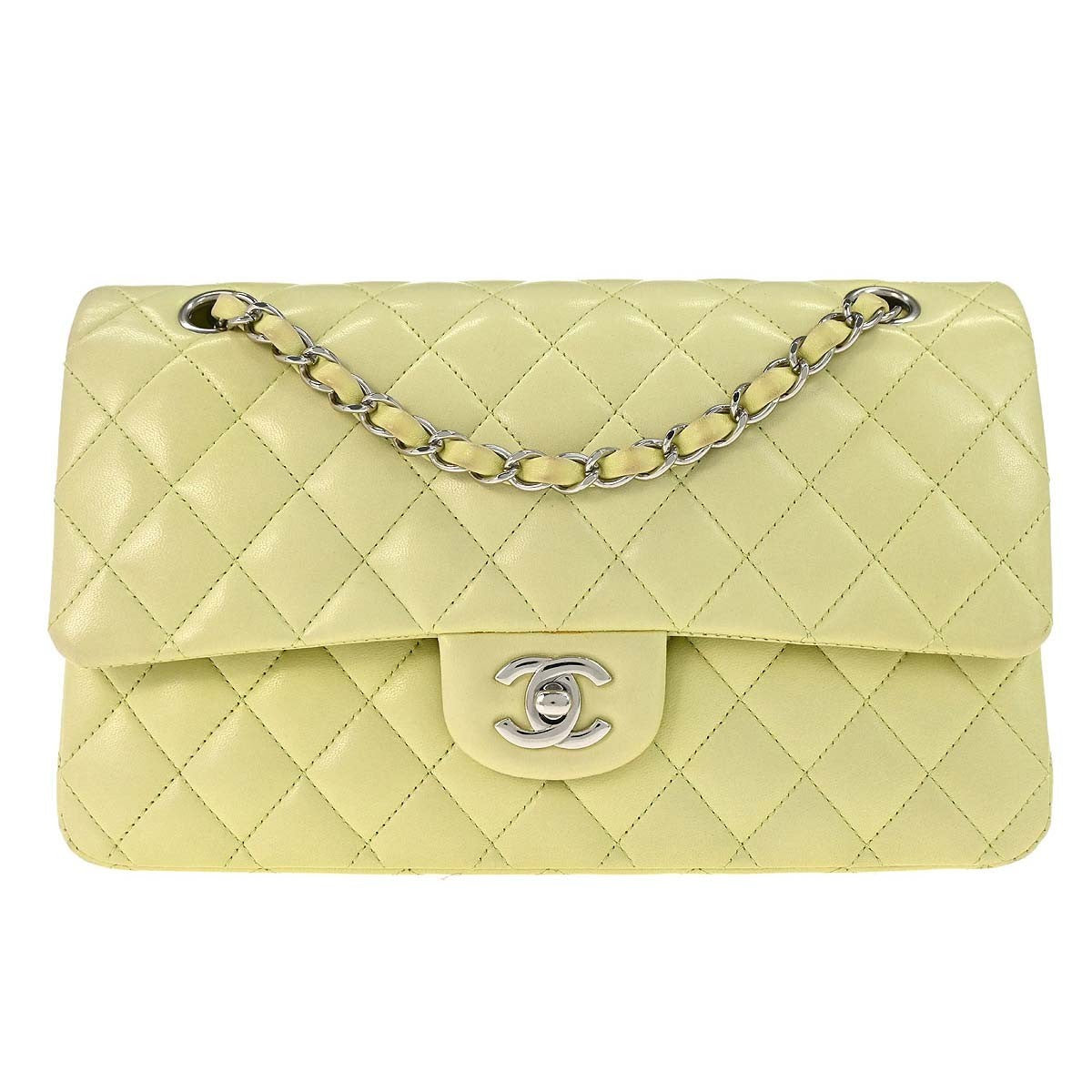 Chanel Timeless - Classic Double Flap Bag Quilted Lambskin Green Leather Shoulder Bag Bag
