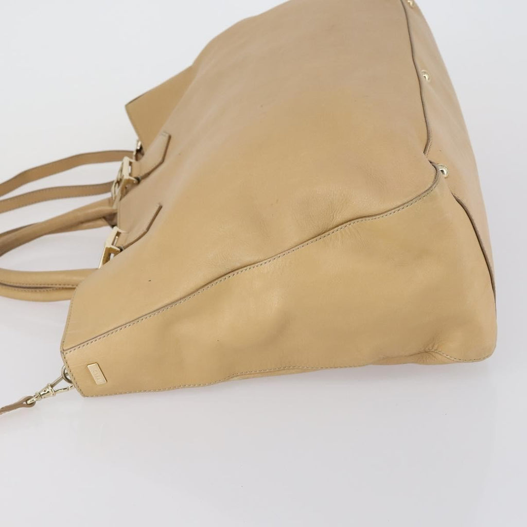 Fendi Twins Tote Leather Beige Leather Tote Bag Bag
