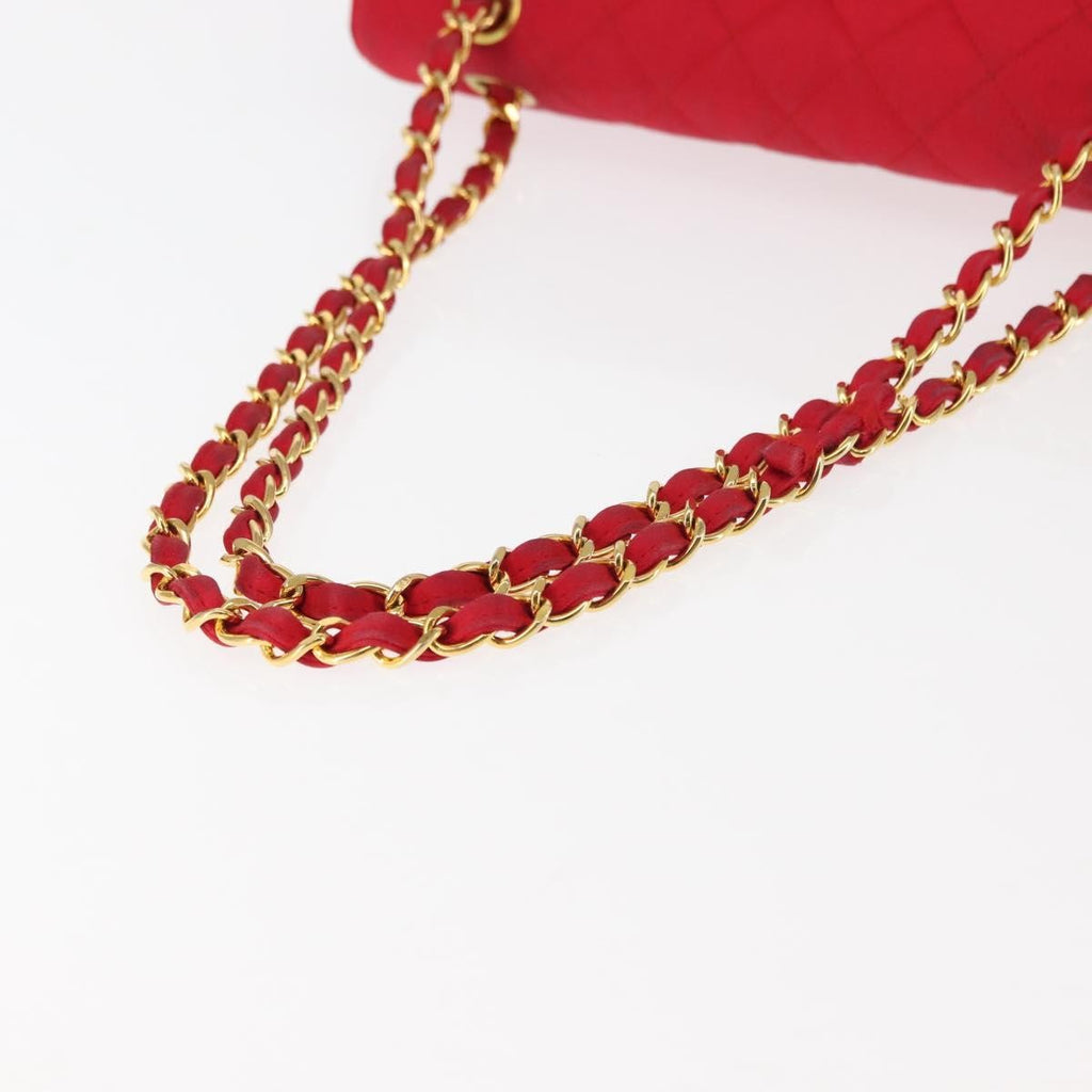 Chanel Timeless - Classic Double Flap Bag Quilted Satin Red Satin Shoulder Bag Bag