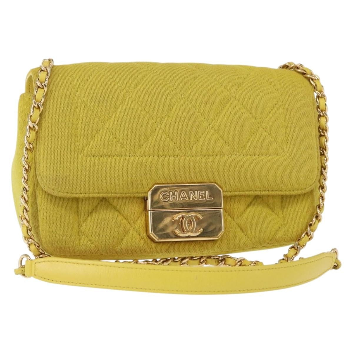Chanel Chic With Me Flap Bag Quilted Jersey Yellow Cotton Shoulder Bag Bag