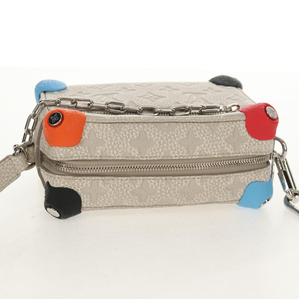 Louis Vuitton Soft Trunk Bag Monogram Taurillon Leather Gray Canvas Shoulder Bag
