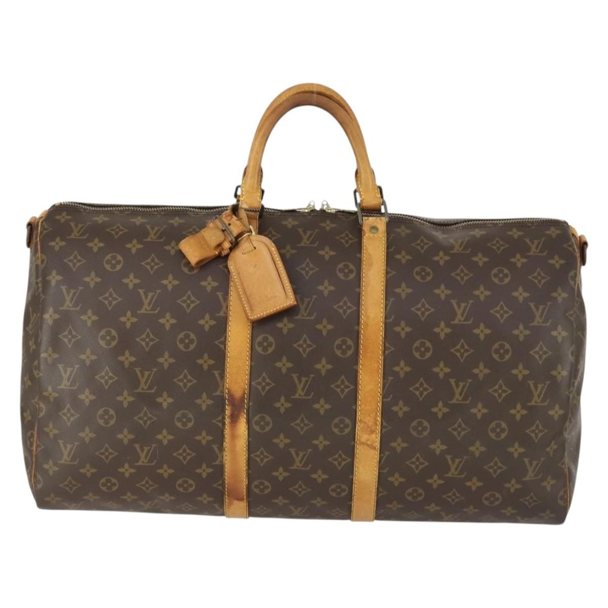 Louis Vuitton Keepall Bandouliere Bag Monogram Canvas Brown Canvas Travel Bag