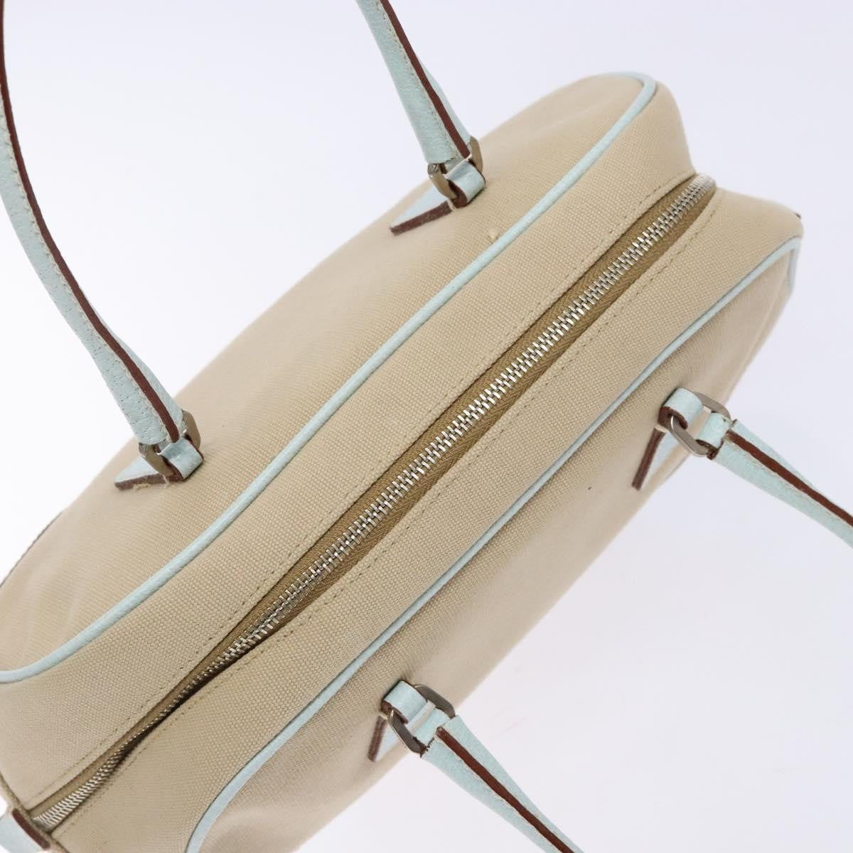 Prada Bauletto Bag Canvas With Leather Beige Canvas Bag