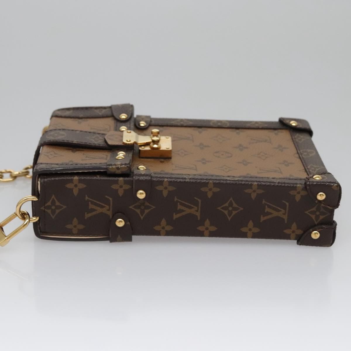 Louis Vuitton Vertical Trunk Pochette Reverse Monogram Canvas Brown Canvas Clutche & Pouche Bag