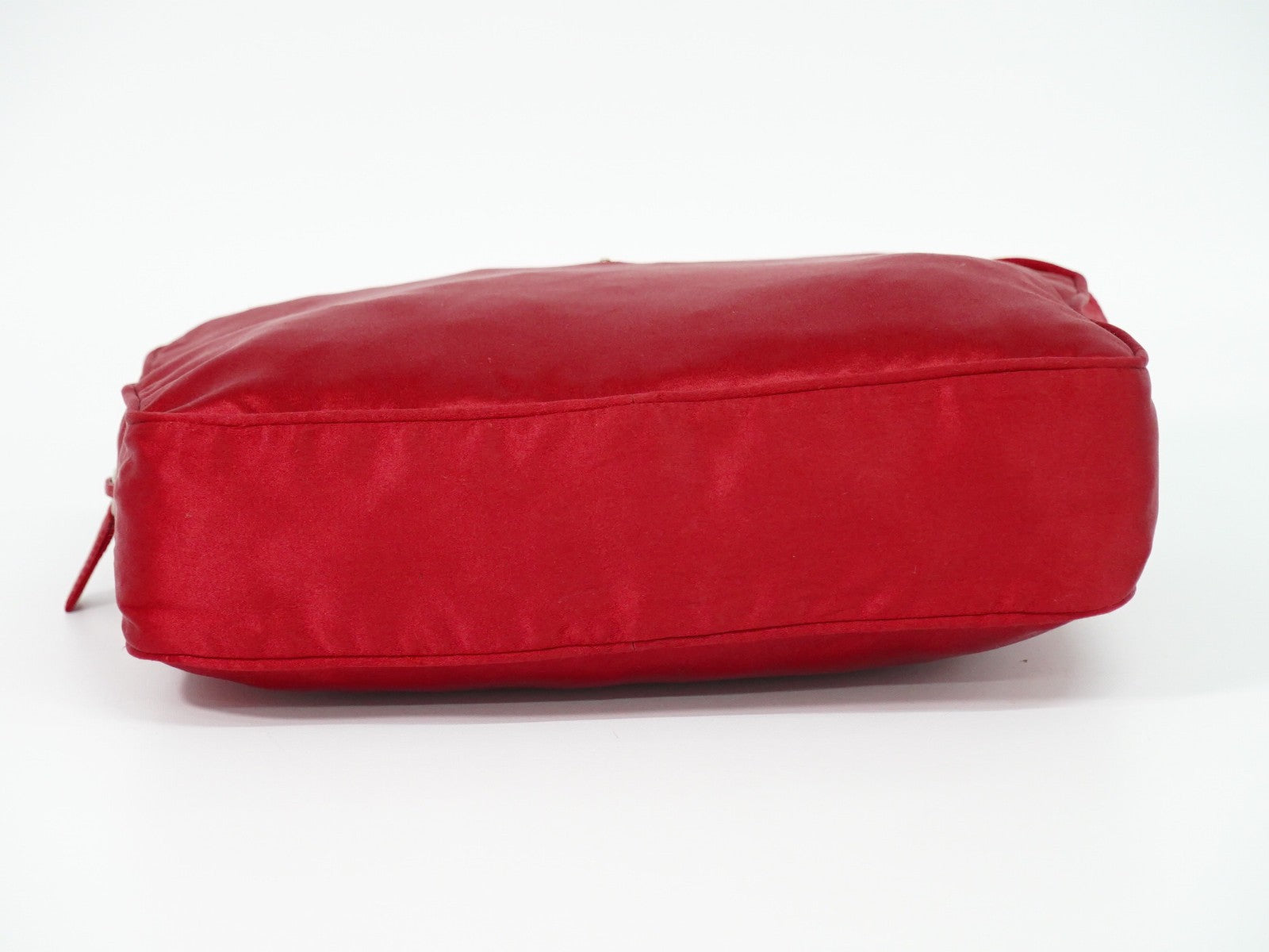Prada Zip Around Toiletry Bag Silk Red Satin Clutche & Pouche Bag