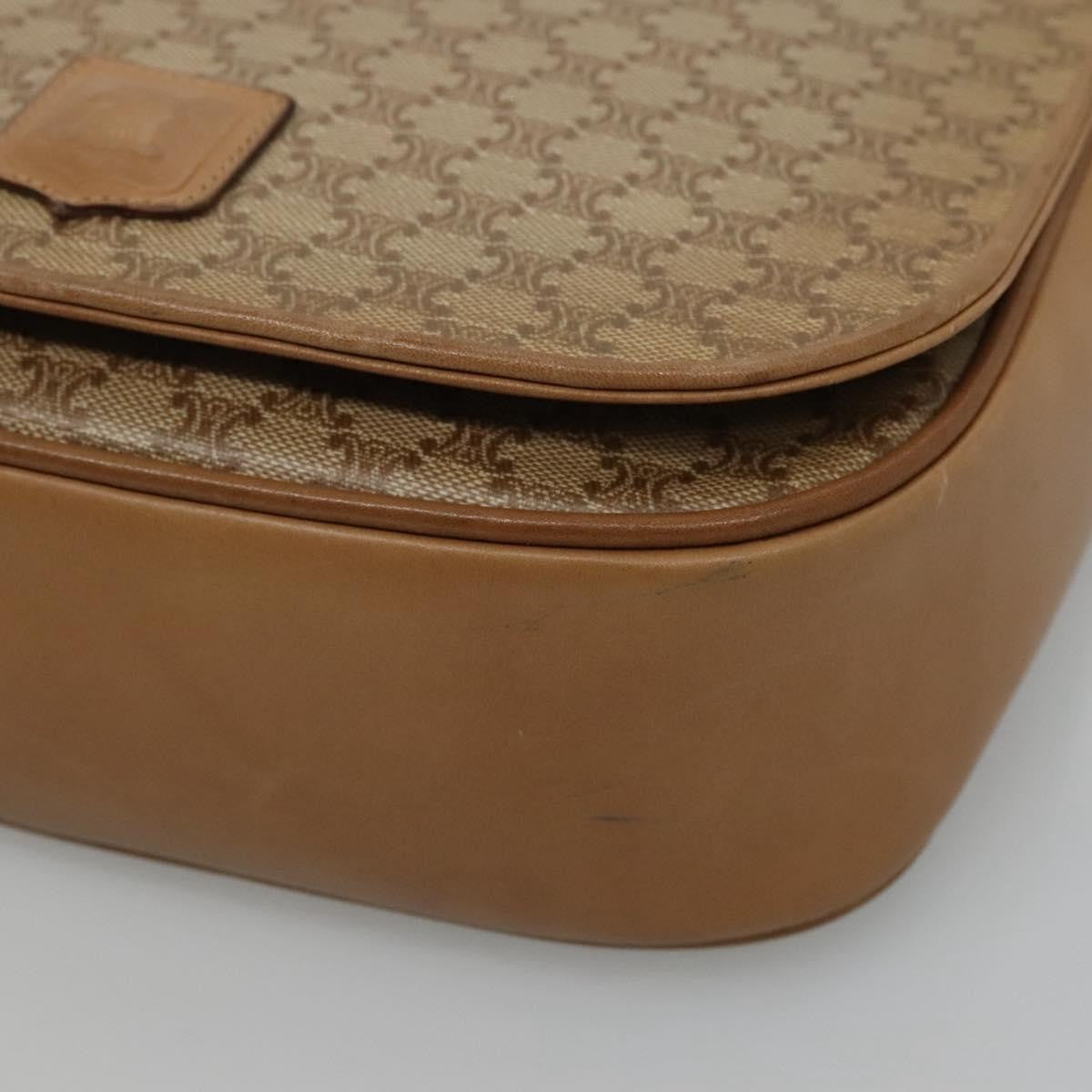 Celine Vintage Macadam Shoulder Bag Canvas And Leather Beige Canvas Shoulder Bag Bag