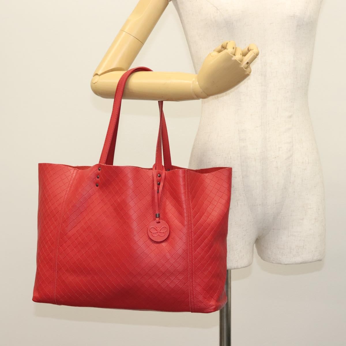 Bottega Veneta Intrecciomirage Tote Leather Red Leather Tote Bag Bag