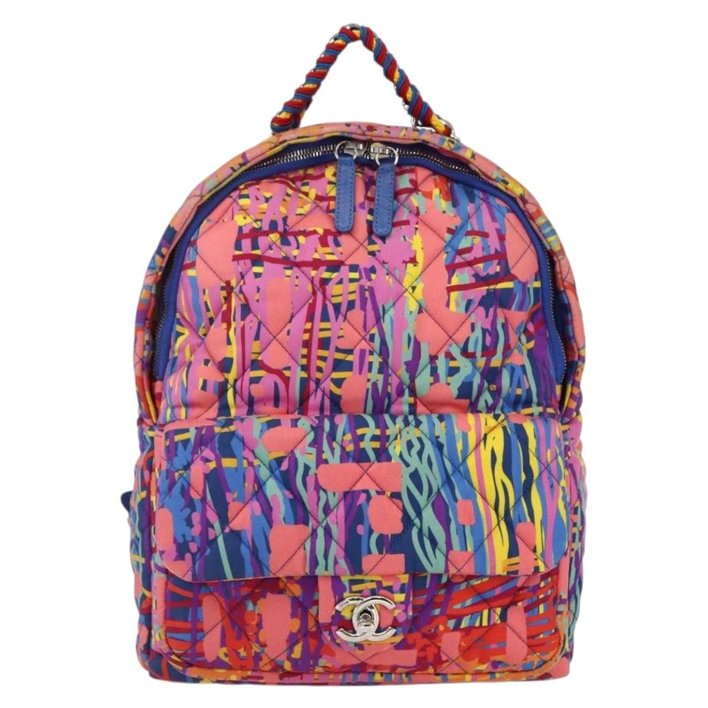 Chanel Cc Pocket Backpack Quilted Printed Foulard Multicolour Nylon Backpack Bag