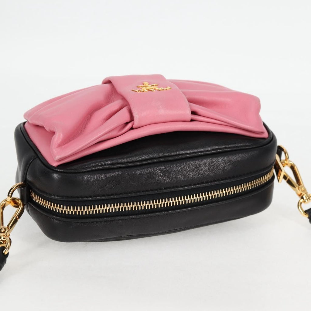 Prada Bow Camera Crossbody Bag Nappa Leather Black Leather Shoulder Bag Bag