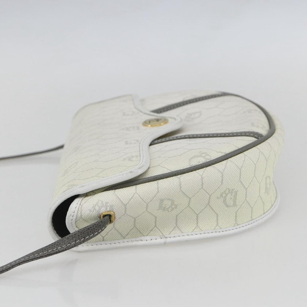 Christian Dior Vintage Honeycomb Flap Crossbody Bag Coated Canvas White Canvas Shoulder Bag Bag (Pre-Owned)