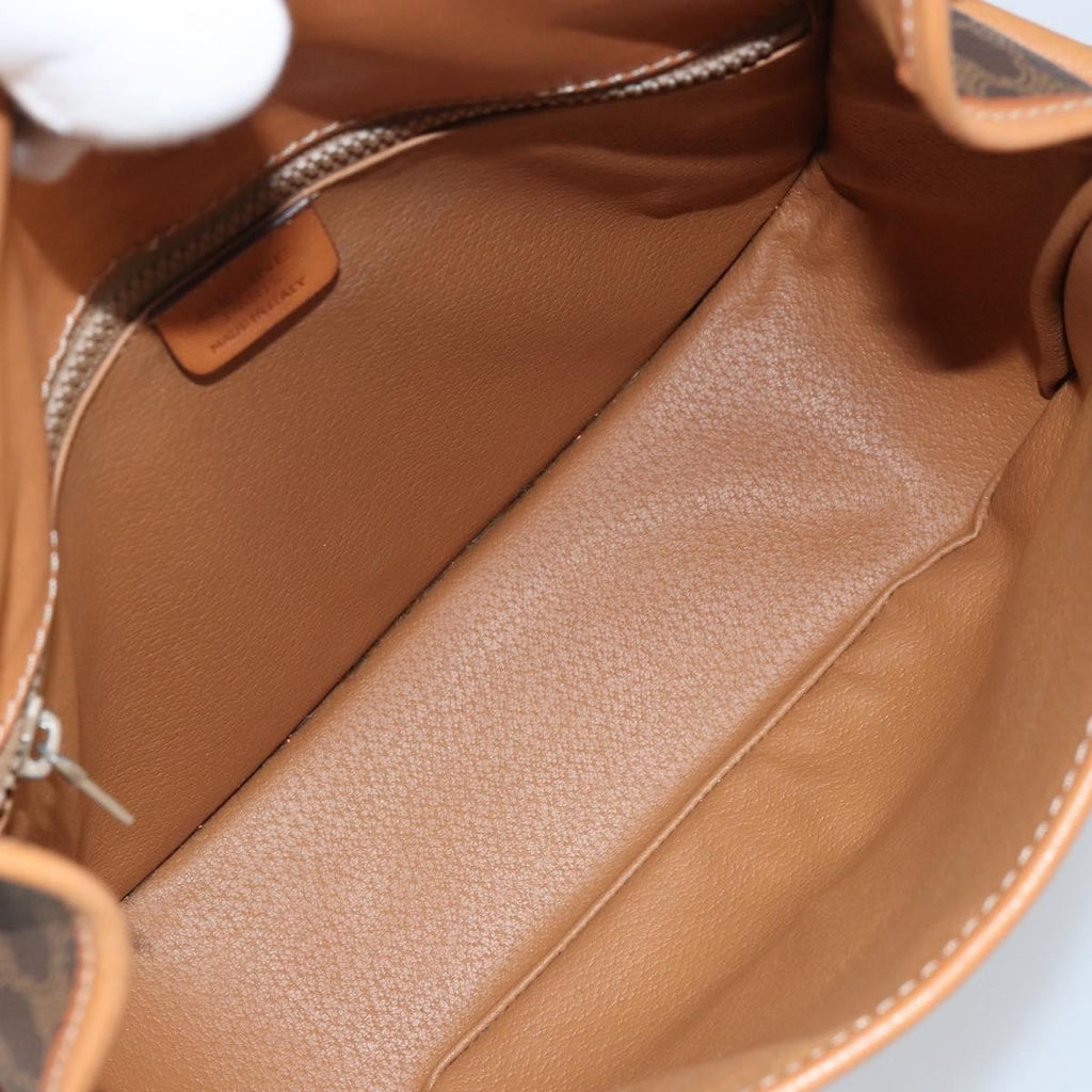 Celine Vintage Macadam Shoulder Bag Canvas And Leather Brown Canvas Shoulder Bag Bag