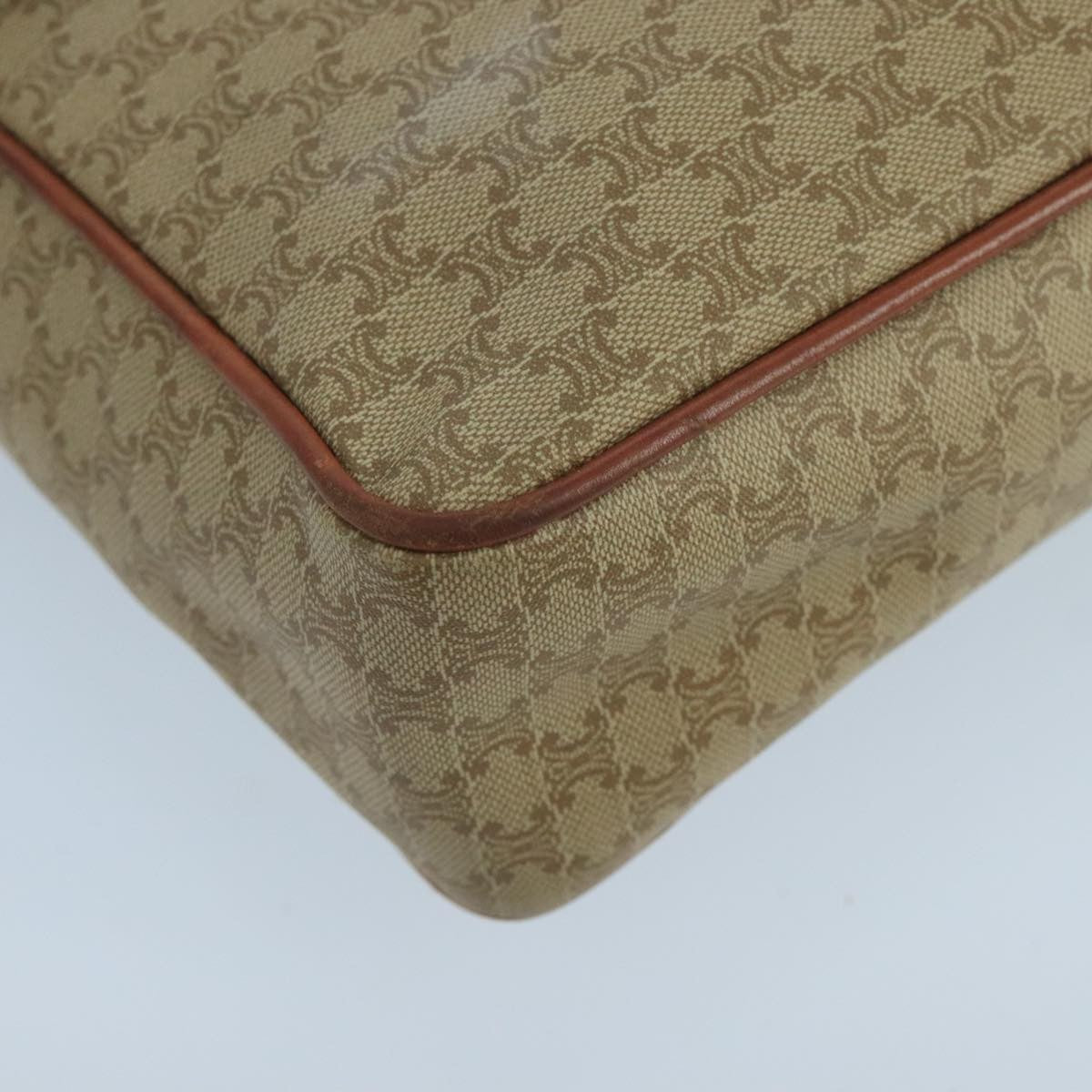 Celine Vintage Macadam Circle Logo Shoulder Bag Canvas And Leather Beige Canvas Shoulder Bag Bag