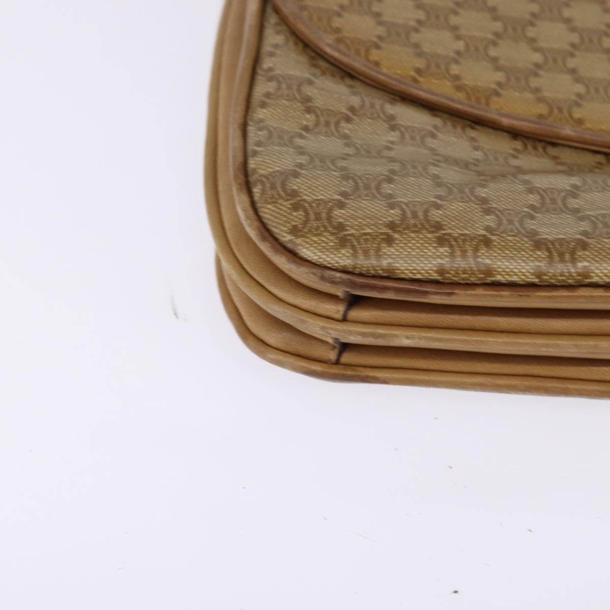 Celine Vintage Macadam Shoulder Bag Canvas And Leather Beige Canvas Shoulder Bag Bag
