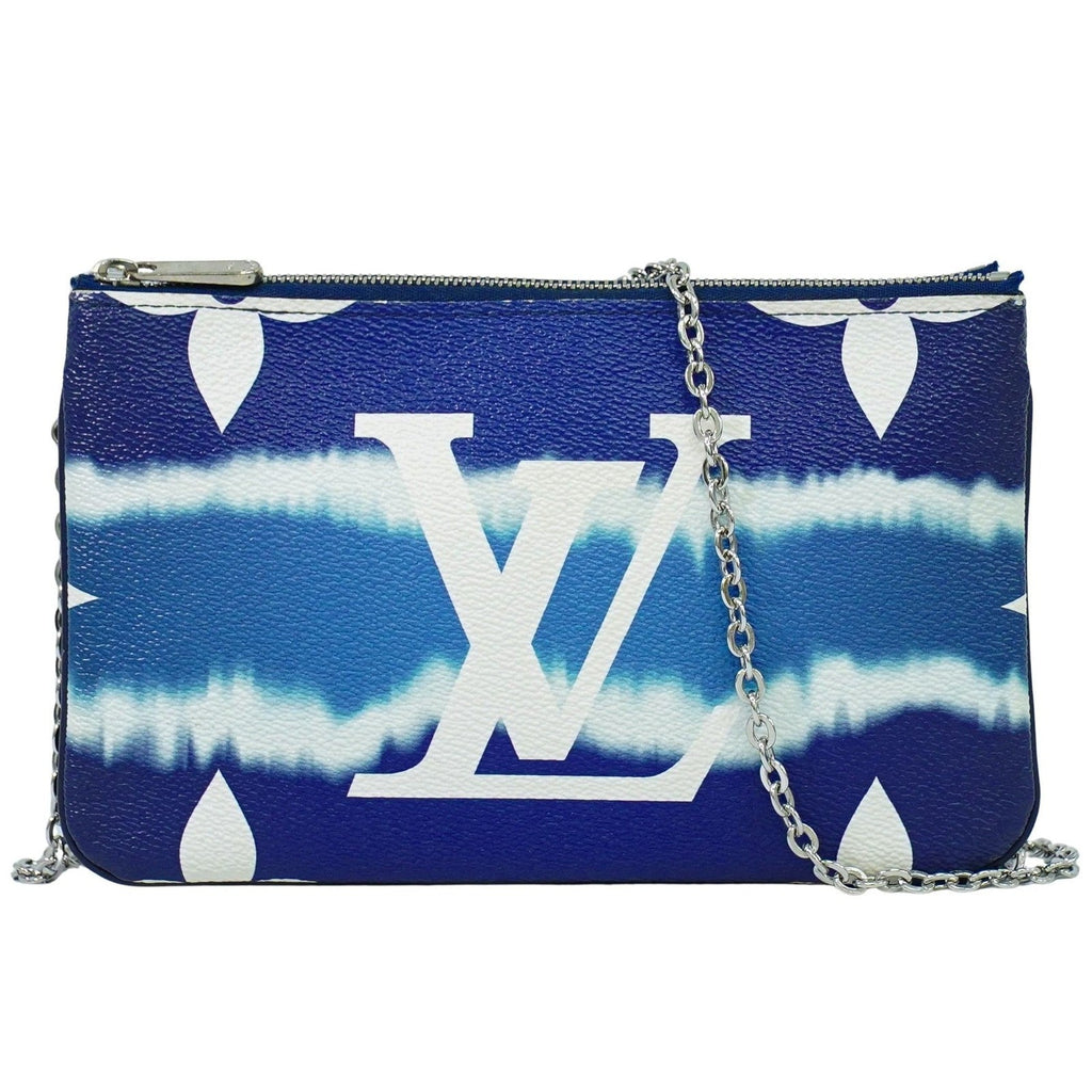 Louis Vuitton Double Zip Pochette Limited Edition Escale Monogram Giant Blue Canvas Shoulder Bag