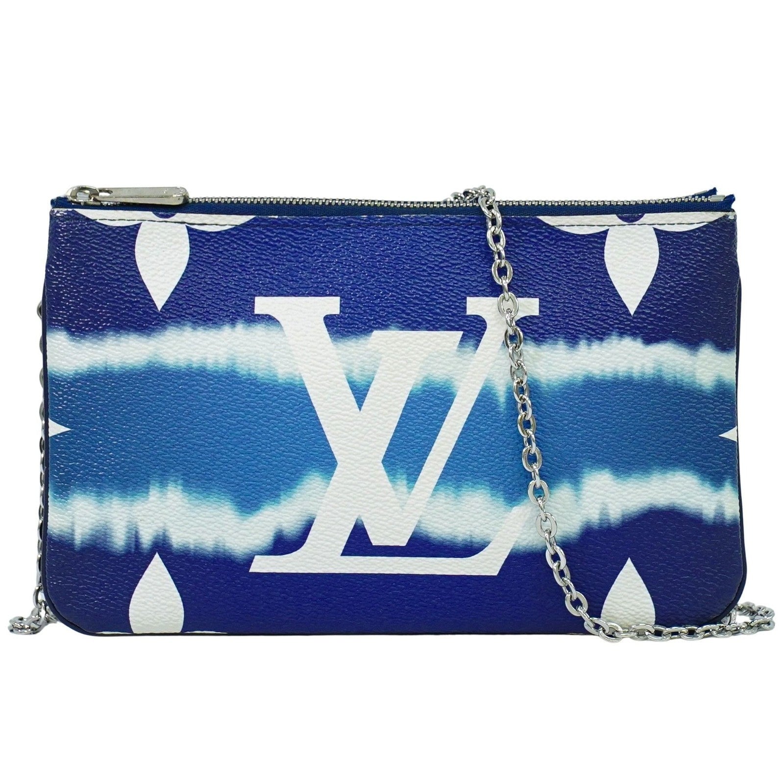 Louis Vuitton Double Zip Pochette Limited Edition Escale Monogram Giant Blue Canvas Shoulder Bag