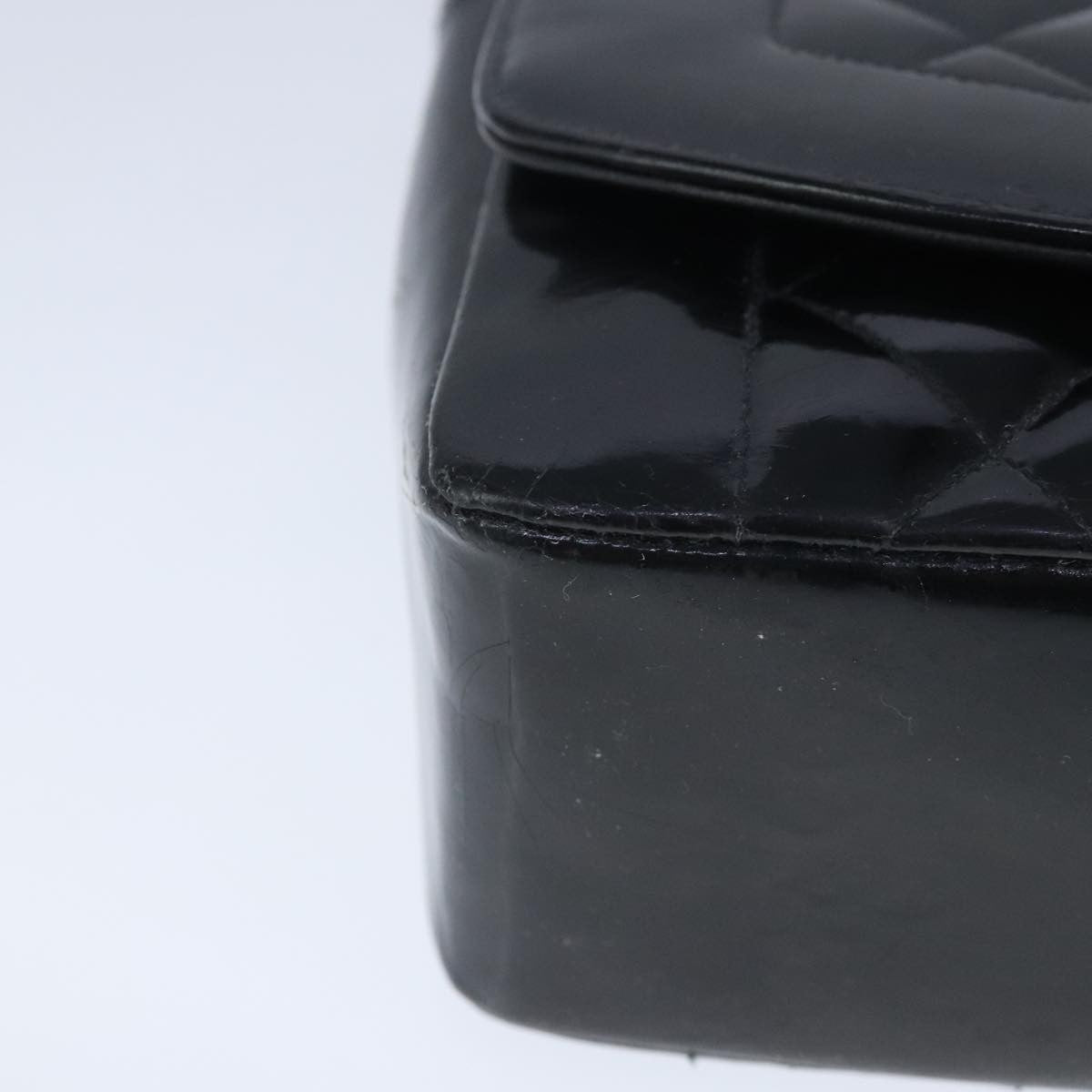 Chanel Vintage So Black Diana Flap Bag Quilted Patent Black Patent_Leather Shoulder Bag Bag