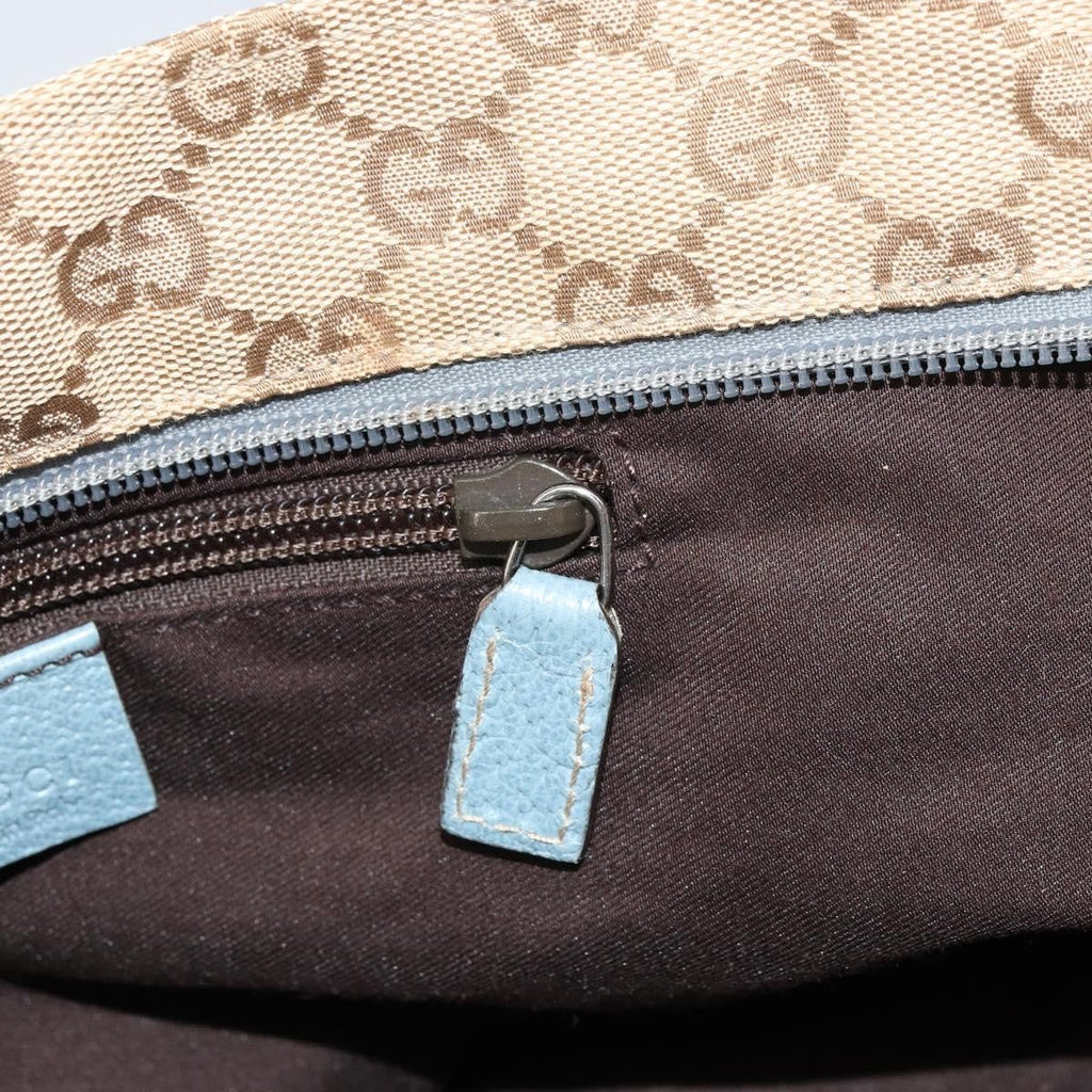 Gucci Web Zip Tote Gg Canvas Beige Canvas Tote Bag Bag (Pre-Owned)