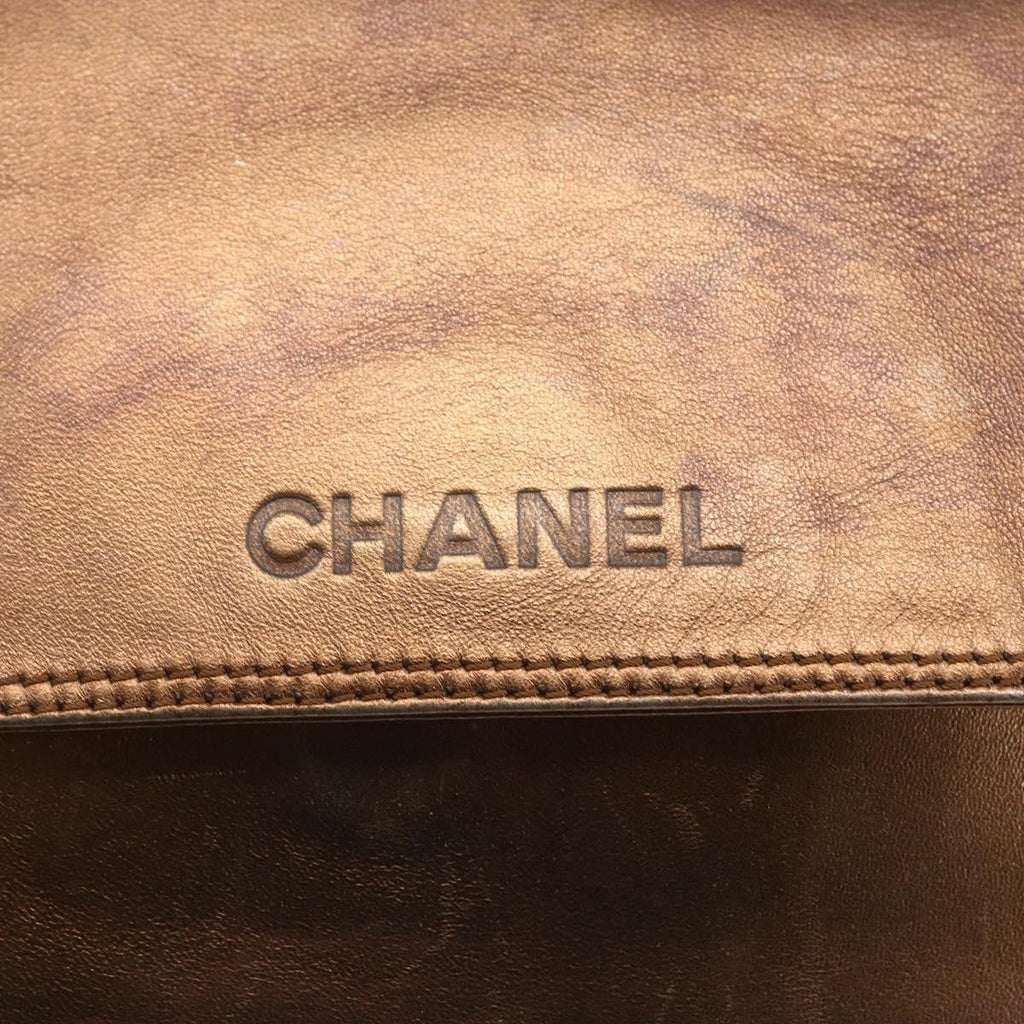 Chanel Vintage Logo Flap Messenger Bag Leather Brown Leather Shoulder Bag Bag