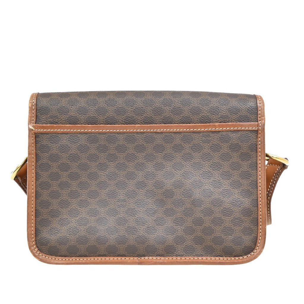 Celine Vintage Macadam Shoulder Bag Canvas And Leather Brown Canvas Shoulder Bag Bag