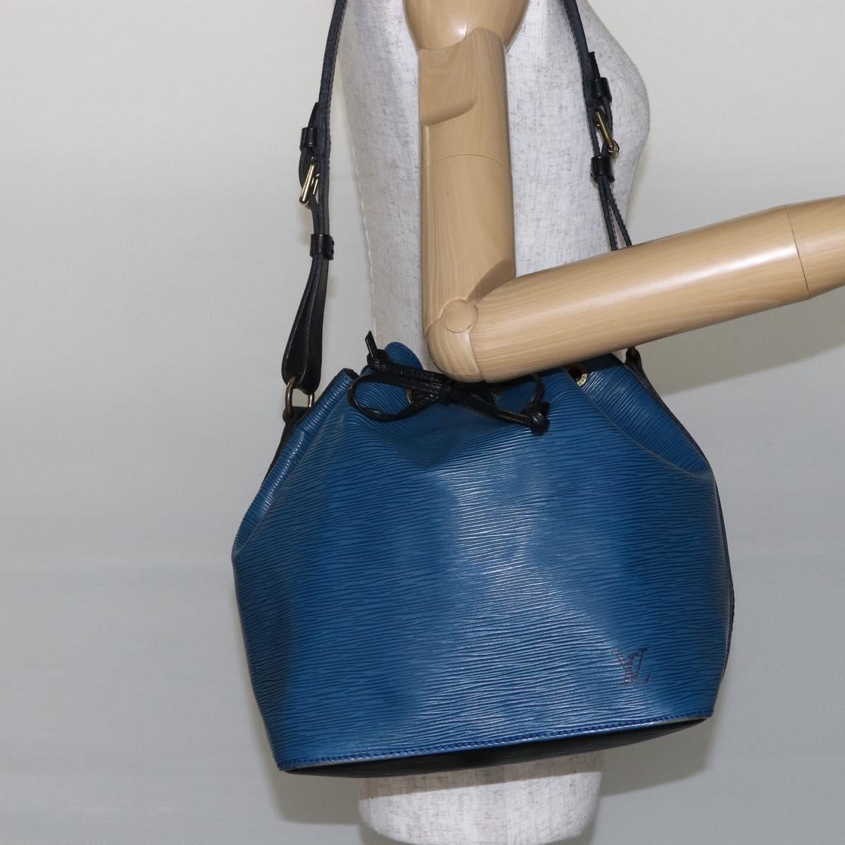 Louis Vuitton Petit Noe Handbag Two Tone Epi Leather Black Leather Bag