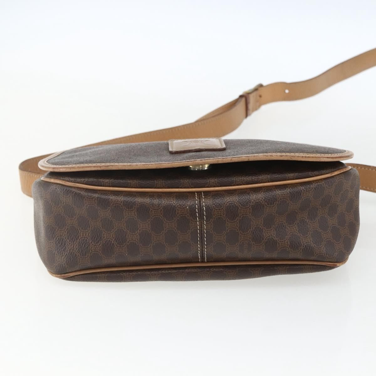 Celine Vintage Macadam Shoulder Bag Canvas And Leather Brown Canvas Shoulder Bag Bag