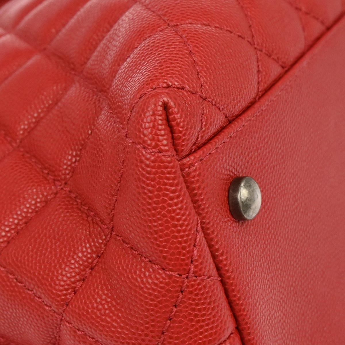 Chanel Coco Top Handle Bag Quilted Caviar Red Leather Handbag