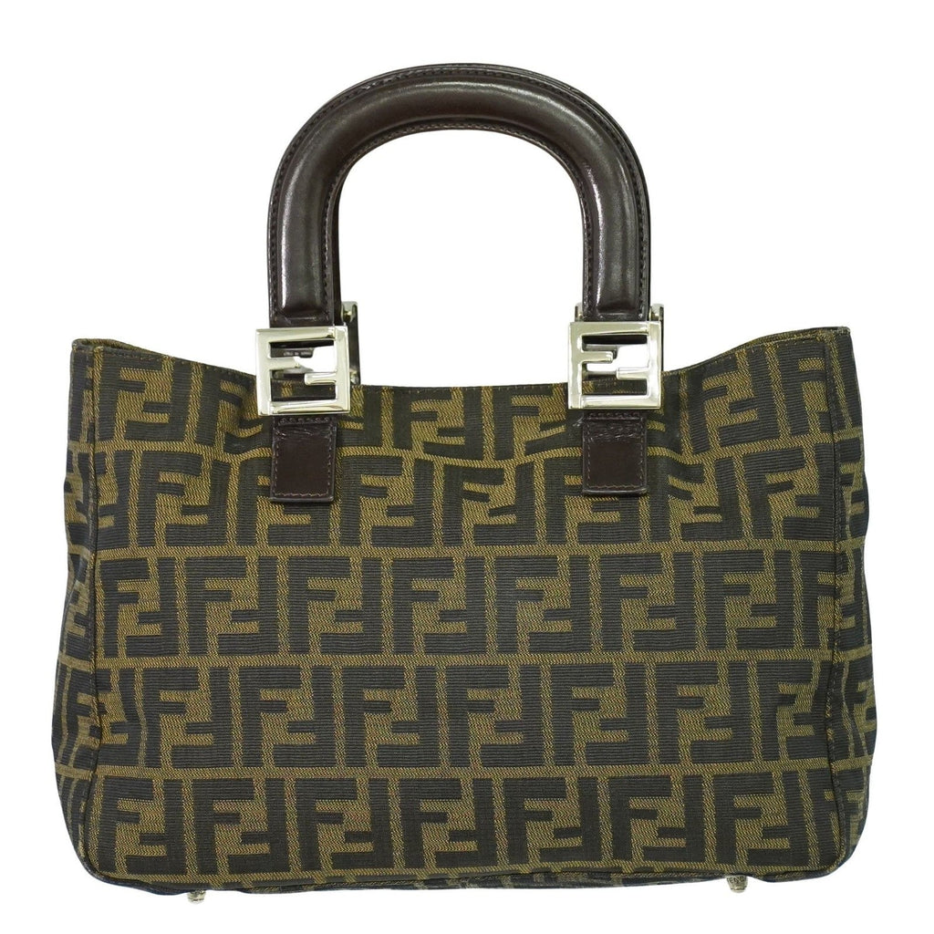 Fendi Zucca Tote Bag Ff Motif Brown Canvas Handbag